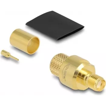Ficha fêmea SMA coaxial RF de crimpar da DELOCK para cabo LMR400 com tubo termorretrátil