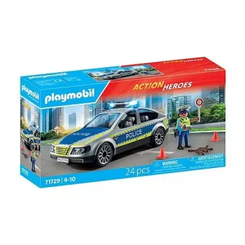 Carro de polícia Playmobil com sirene e luz intermitente, multicolorido, plástico, 3+