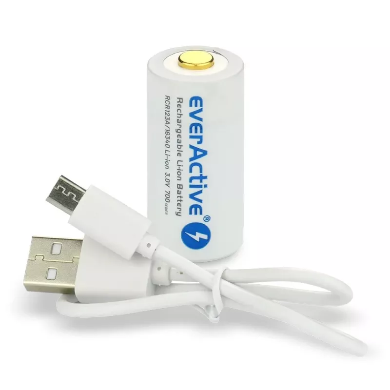 Bateria recarregável everActive EV16340 700mAh 3V com função de carregamento Micro-USB
