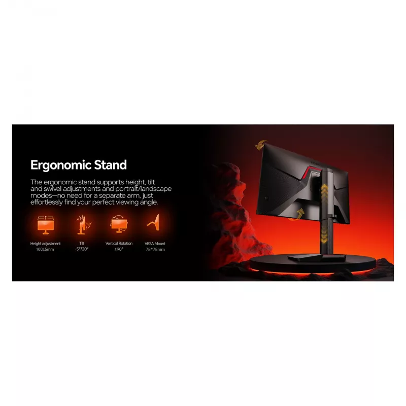Monitor de computador Koorui G2722P 27 polegadas (68,6 cm) Quad HD 2560×1440, 1 ms, 16:9, VESA, altura ajustável — preto