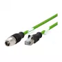 METZ CONNECT - cabo de rede - M12-X de 8 pinos (macho) para RJ-45 (macho) - 2,0 m - blindado - CAT 6a - blindado, proteção do encaixe, fio flexível - verde (142M2X15020)