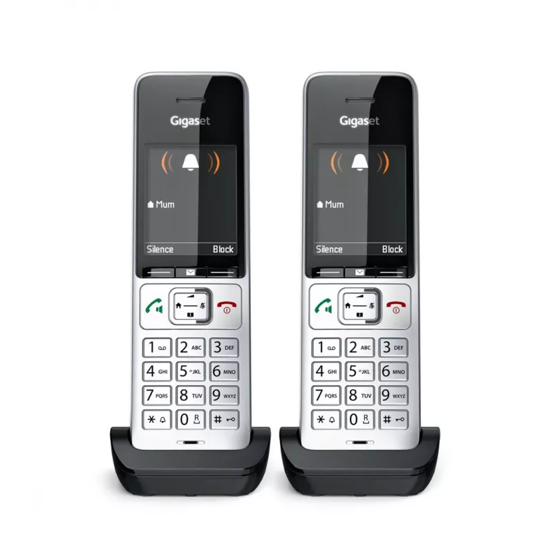 Telefone analógico/DECT Gigaset COMFORT 500HX duo com identificação de chamadas preto, prateado