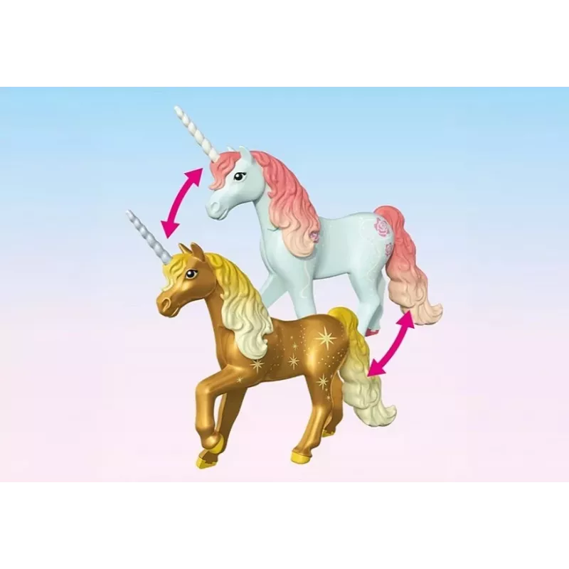 Conjunto de figuras Princess Magic 71838 Casa de fadas acolhedora e unicórnio dourado