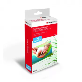 Cartucho fotográfico e papel Agfa para 40 fotos