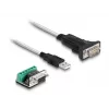 DeLOCK 63465 Adaptador de USB 2.0 Type-A para série RS-422/485, bloco de terminais de 6 pinos, 1,8 m, preto/transparente