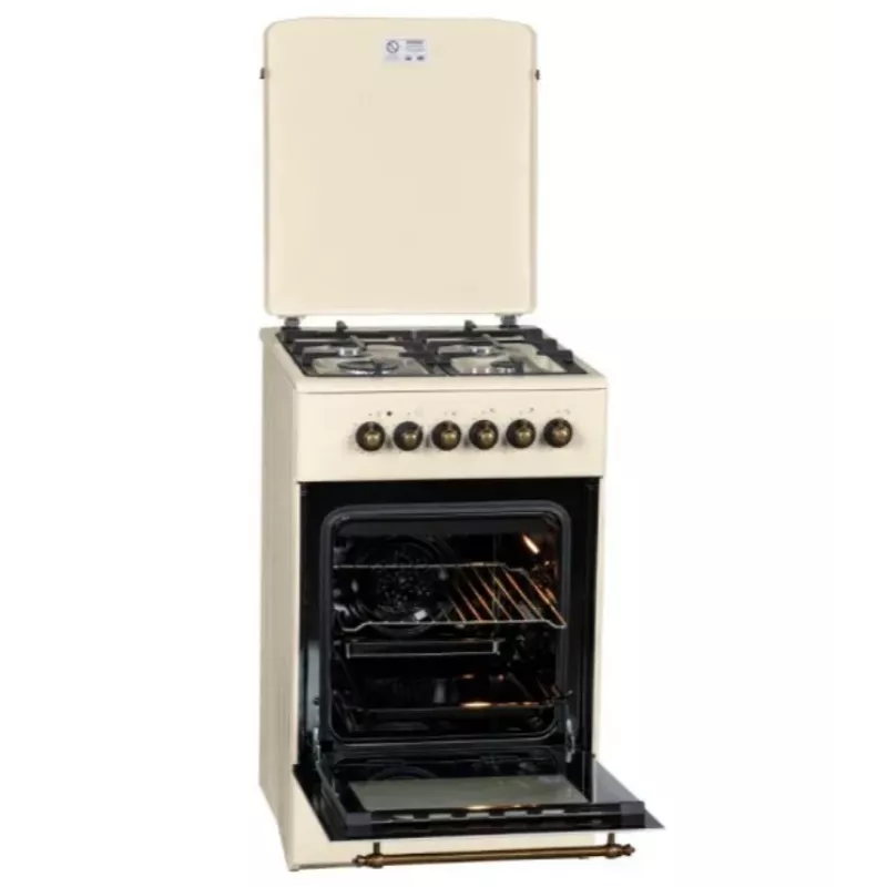 Fogão a gás e elétrico MPM MPM-56-KRM-14, 56 cm, 4 queimadores a gás, forno elétrico, creme