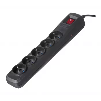 Régua de tomadas preta com cabo Activejet ACJ COMBO 5G/5M/BEZP. AUTO/CZ