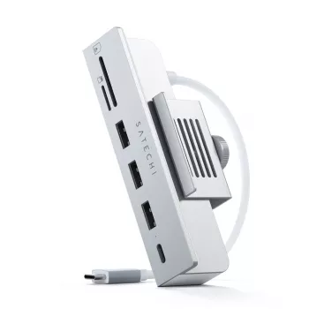 Dock para portátil / replicador de portas Satechi ST-UCICHS USB 3.2 Gen 1 Type-C, portas USB-A, SD/MicroSD, prateado