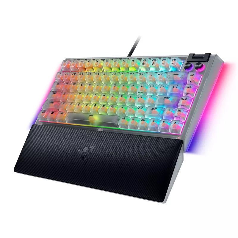 Teclado mecânico gaming hot-swappable Razer | BlackWidow V4 75% | Teclado gaming | Com fios | US | Phantom White Edition | USB Type-C | Razer Mechani