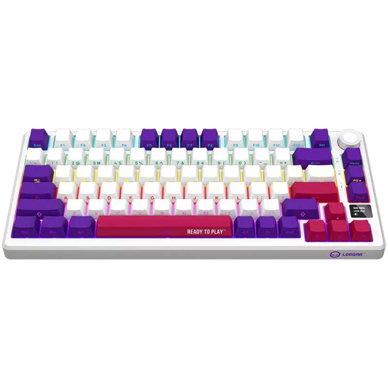 LORGAR KBP7075W, Teclado de gaming mecânico sem fios 75% Pro, branco, layout EN