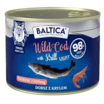 BALTICA Excellent Bacalhau selvagem com krill Light - Alimento húmido para gatos - 185 g