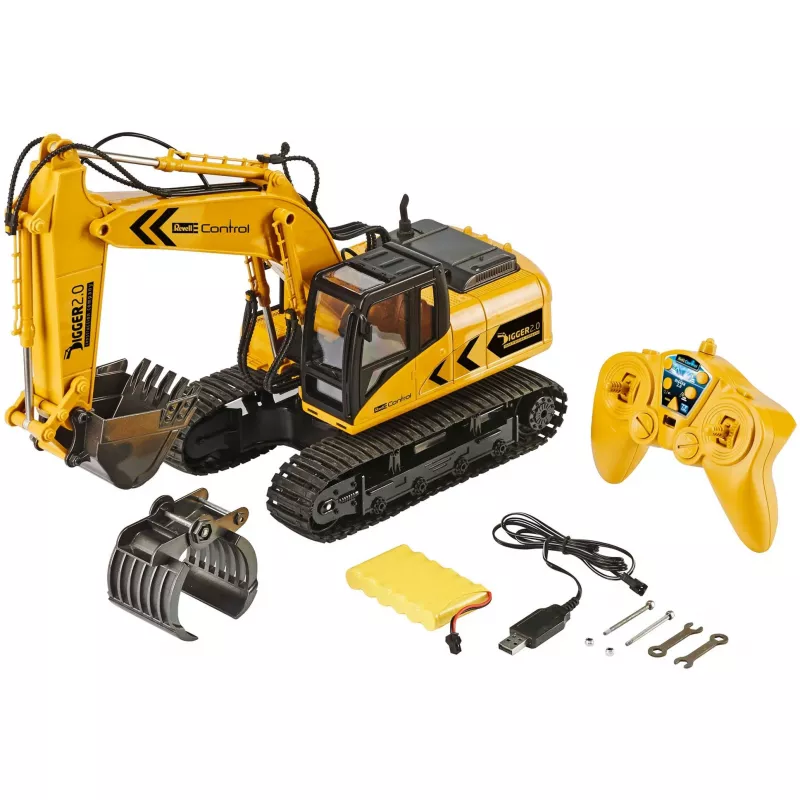 Revell Digger 2.0 - Escavadora - Motor elétrico - 1:16 - Ready-to-Run (RTR) - preto - amarelo - Digger 2.0 (24924)