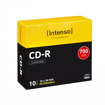 Intenso - 10 x CD-R - 700MB (80 Min) 40x - Slim Jewel Case - suporte de armazenamento (1001622)