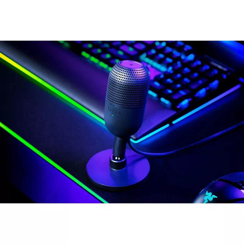 Microfone de mesa Razer Seiren V3 Mini, USB-C, supercardioide, 20–20000 Hz, 96 kHz, 24-bit, preto