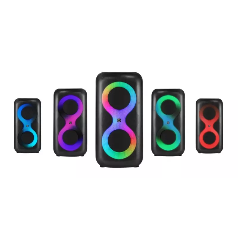Centro de música portátil MANTA SPK0401B100 coluna Bluetooth, 100 W de potência máxima, rádio FM, karaoke, bateria incorporada, X-BASS