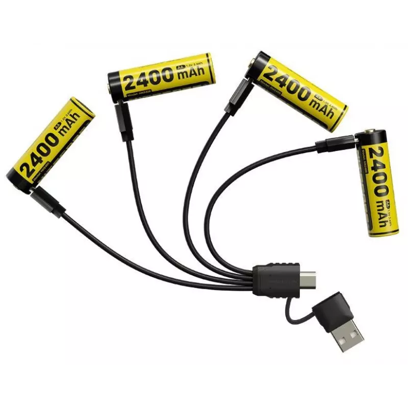 Pack de pilhas recarregáveis Li-Ion AA 1,5V Nitecore NH2400 2400mAh – pack de 4