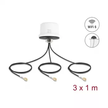 Antena DELOCK 81472 4G MIMO dual-band WiFi 6 com 2 x SMA e 1 x RP‑SMA