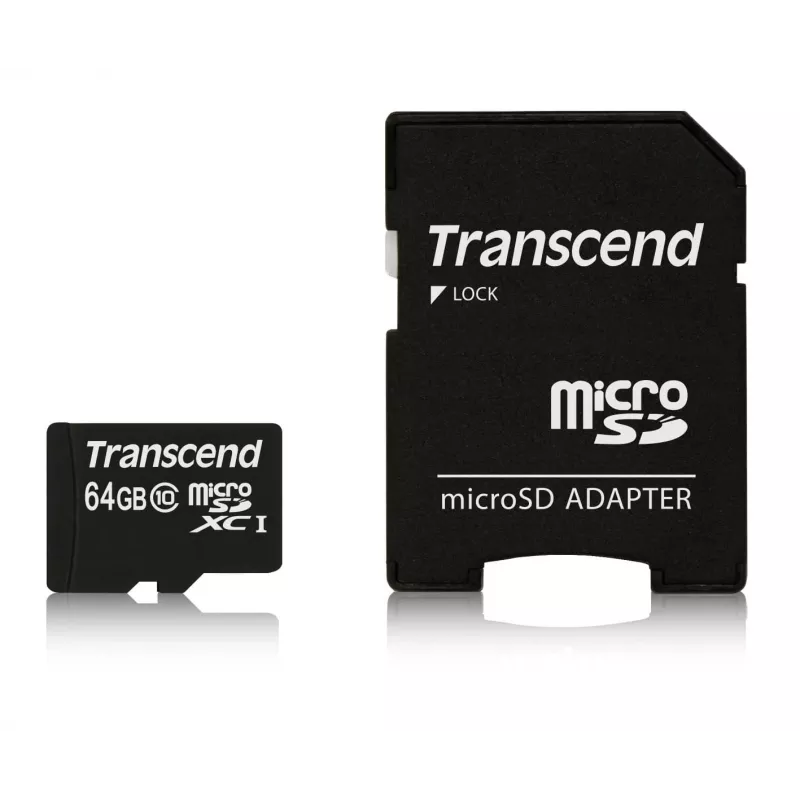 Cartão de memória flash Transcend 64GB MicroSDXC Classe 10 com adaptador