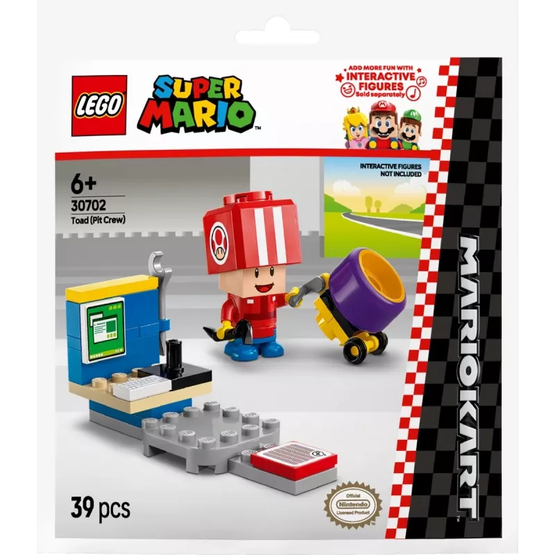 LEGO Brinquedo Mario Kart Toad Pit Crew Polybag 30702 pequeno conjunto minifigura acessórios
