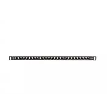 Patch panel LANBERG PPS5-0024-B 24 portas CAT5e, metal, 0,5 U, 445×99×22,3 mm, preto