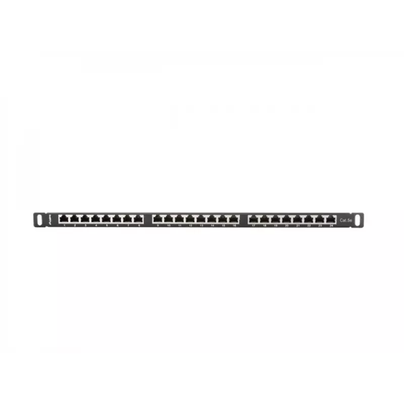 Patch panel LANBERG PPS5-0024-B 24 portas CAT5e, metal, 0,5 U, 445×99×22,3 mm, preto
