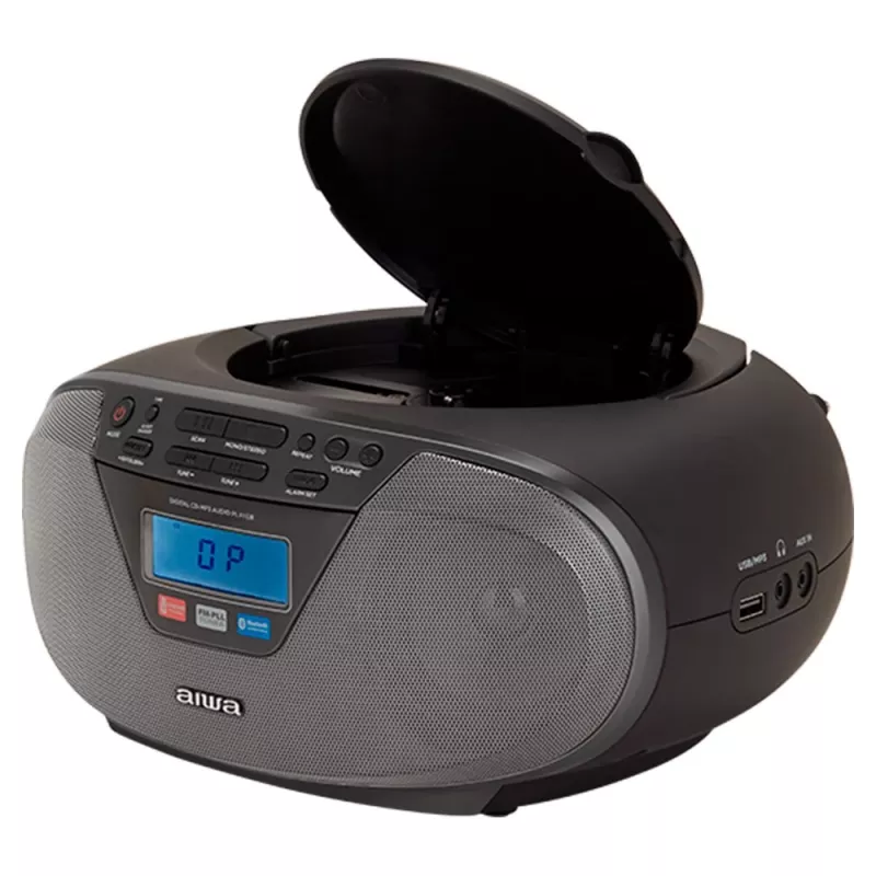 Micro-sistema de áudio Aiwa BBTU-400BK, leitor CD/MP3/FM-PLL/BT (Preto)
