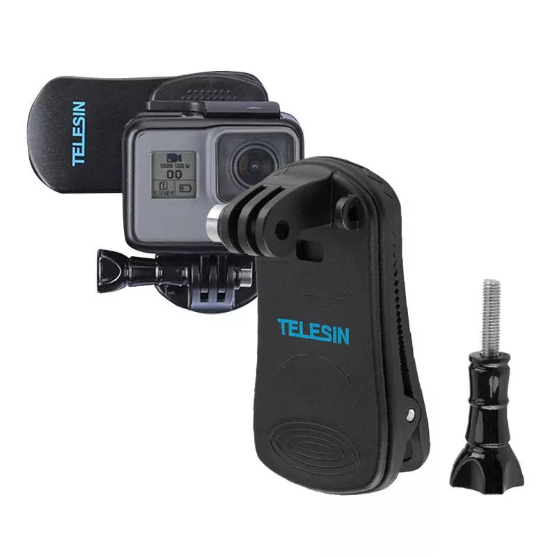 Suporte para mochila Telesin GP-JFM-003 para action cams, suporte universal compatível com alças e bolsas