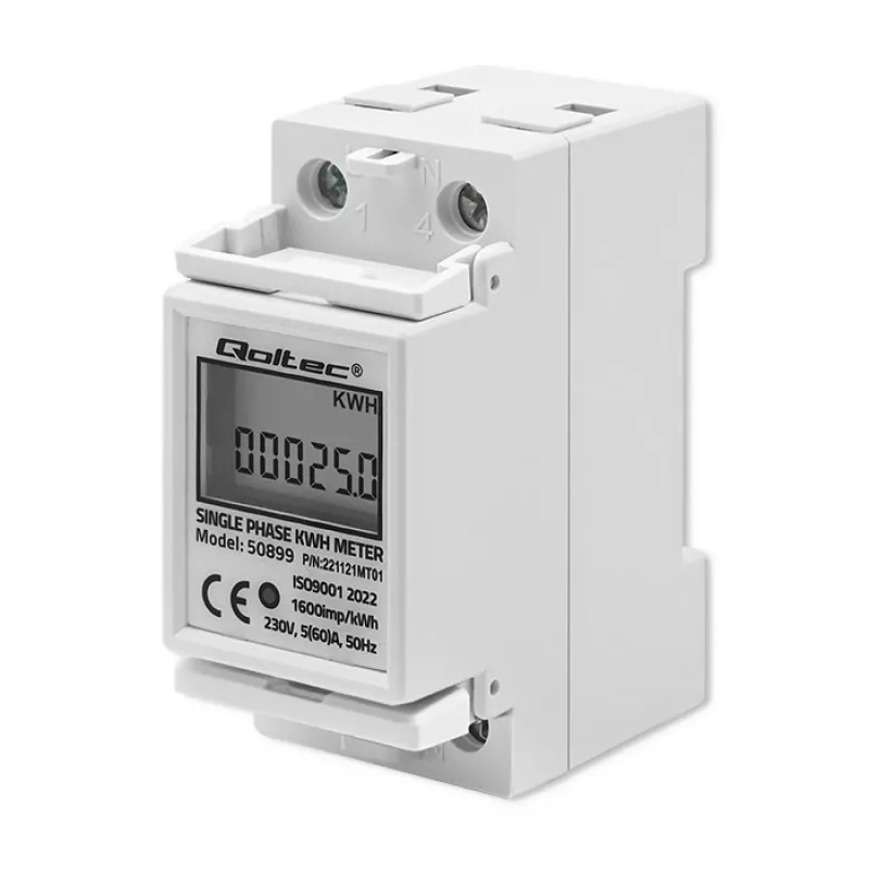 Contador de consumo de energia monofásico QOLTEC 50899 230 V 50 Hz, 5(60)A, classe 1.0, LCD