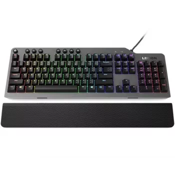 Teclado mecânico para gaming Lenovo Legion K500 – Full-Size 104 teclas USB, QWERTY US English, retroiluminação RGB, cinzento/preto