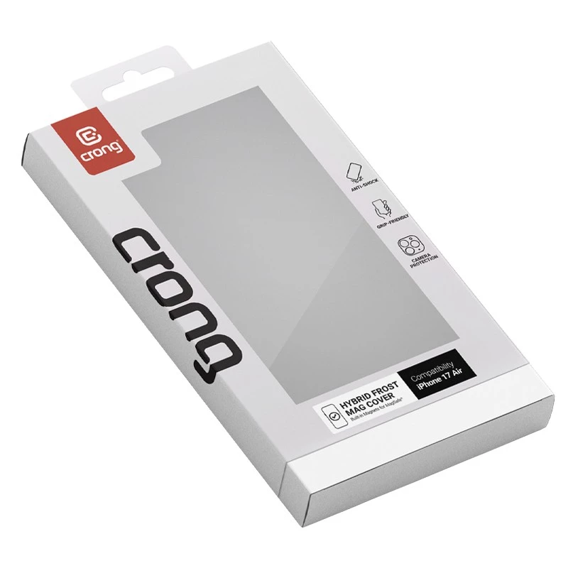 Capa protetora híbrida compatível com MagSafe Crong para iPhone — Frost preto (modelo CRGHFMIP1766ABLK)