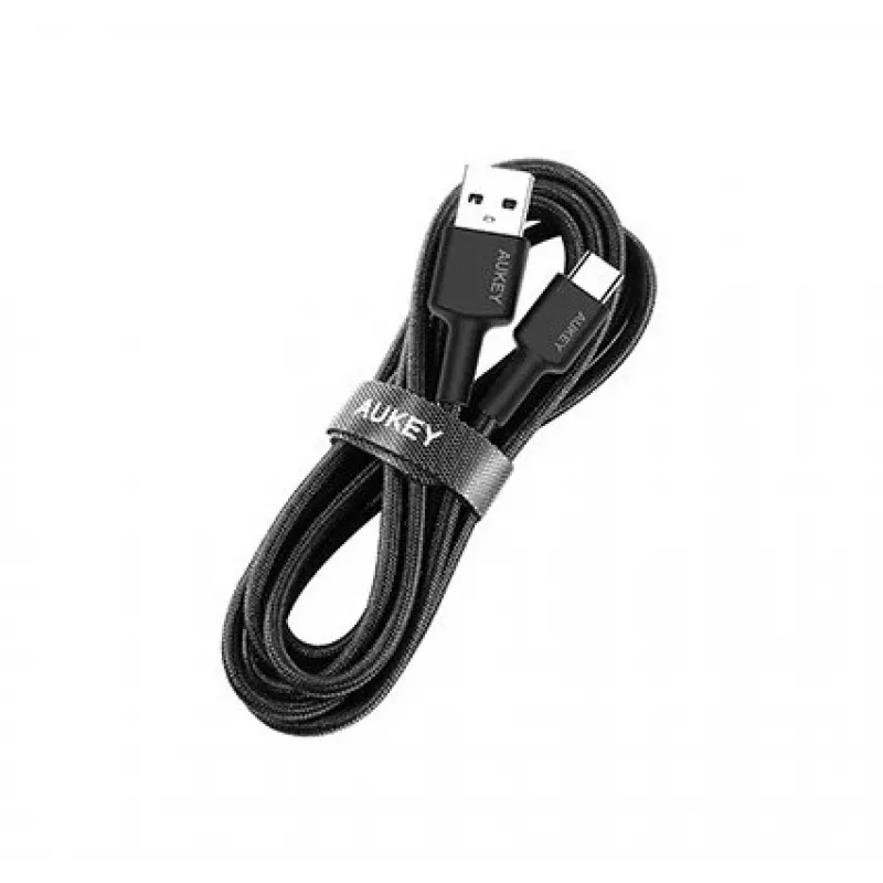 Aukey CB-CA2 OEM cabo de USB-C para USB-A, entrançado de nylon, 2 m, preto