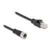 Cabo adaptador M12 DeLOCK codificação D 4 pinos fêmea para conector RJ45 macho 50 cm
