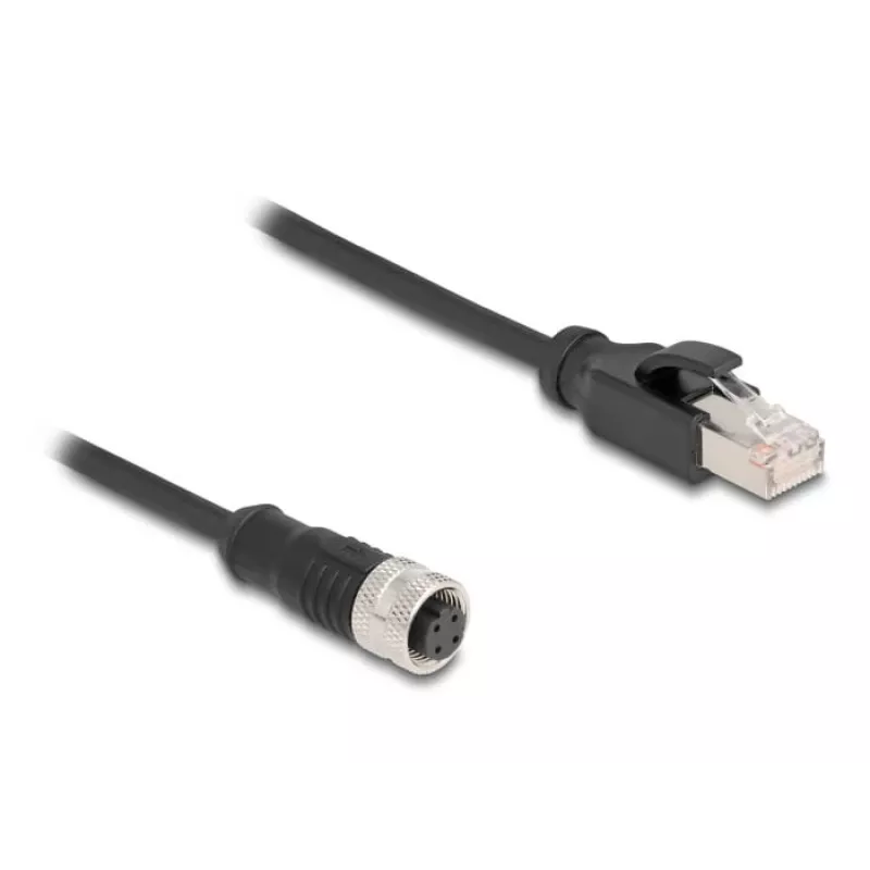 Cabo adaptador M12 DeLOCK codificação D 4 pinos fêmea para conector RJ45 macho 50 cm