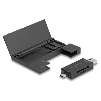Leitor de cartões DeLOCK 91014 USB 3.2 Gen 1 Type-A/Type-C preto MicroSD SD