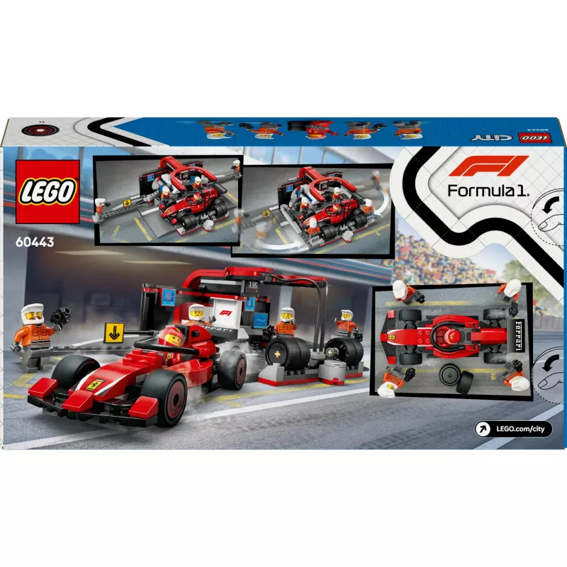 LEGO City conjunto de boxes F1 60443 – Carro Ferrari F1, 322 peças, 5 minifiguras, idade 6+