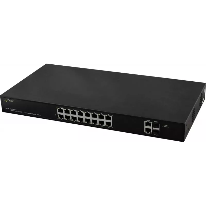 PULSAR SF116 Comutador de rede Gerido Fast Ethernet (10/100) Power over Ethernet (PoE) 1U Preto