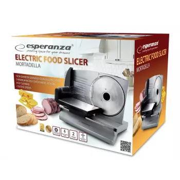Máquina de cortar fiambre elétrica ESPERANZA EKM018K, caixa em aço inoxidável, 150 W, lâmina de 19 cm, espessura máxima de fatia 1,5 cm