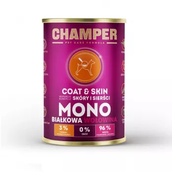 CHAMPER Coat & Skin Monoproteico vaca - comida húmida para cães - 400g