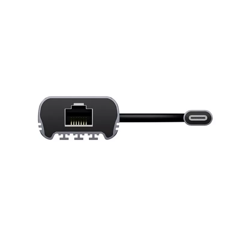 Adaptador USB-C para RJ45 Unitek U1343AGY01 — Ethernet 5 Gbit/s, USB-C (macho) para RJ45 (fêmea), cinzento, cabo 0,15 m