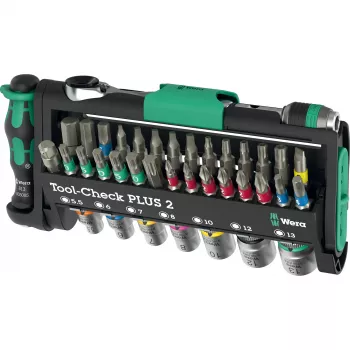 Wera Tool-Check Plus 2 mini roquete, conjunto de chaves de caixa e pontas, 39 peças (05049056001)