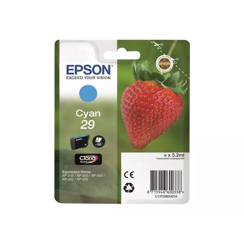 Cartucho de tinta Epson Strawberry 29 C 1 unid. original alcance padrão ciano