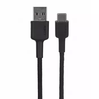Cabo USB-A para USB-C AUKEY CB-CD30 0,9 m – preto, entrançado, USB PD 3.0, 0,48 Gbit/s