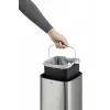 Balde do lixo Durable NO TOUCH 6L retangular aço inoxidável prateado preto