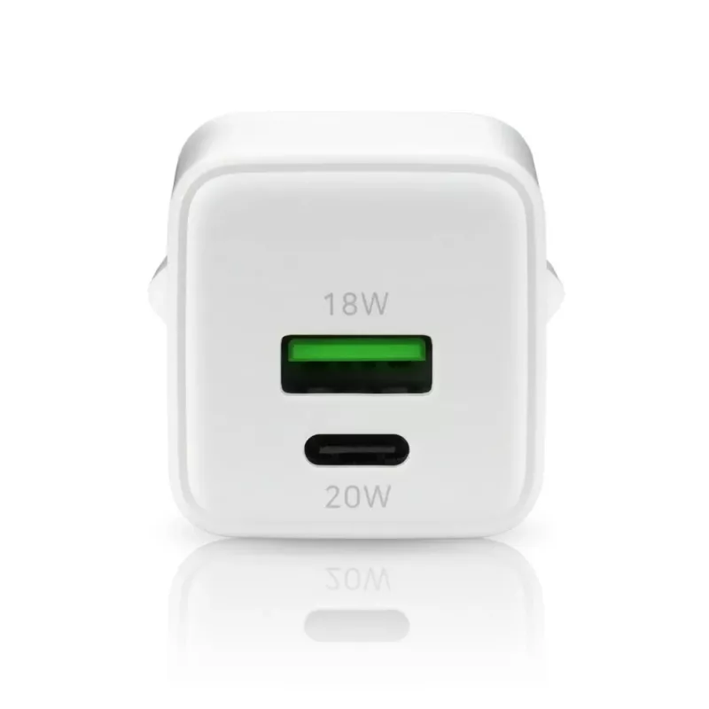 Carregador de parede everActive SC-330Q com 1x USB-A e 1x USB-C conectores, 20W, branco