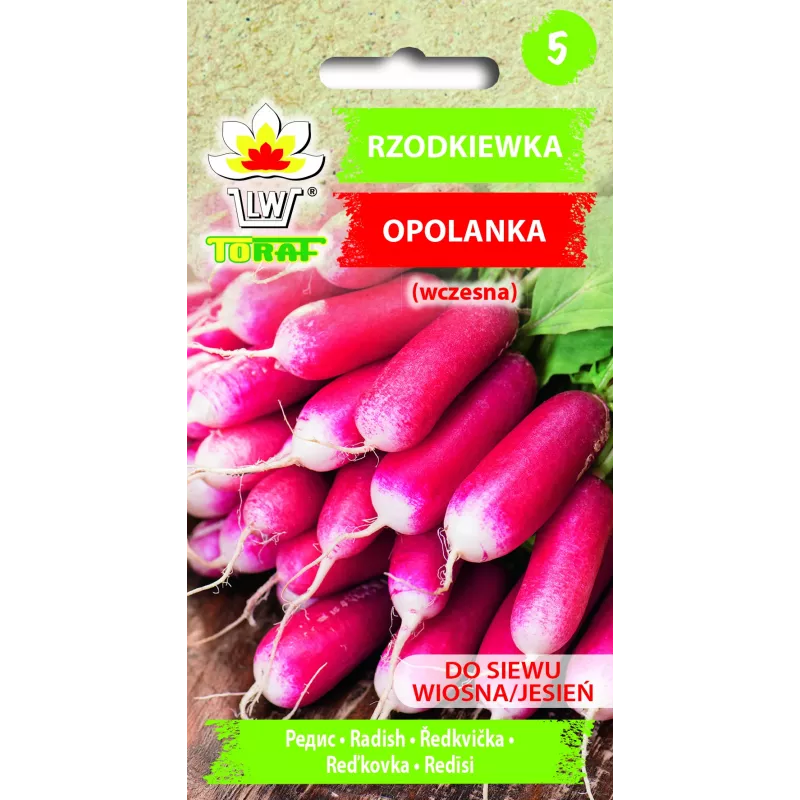 Sementes de rabanete Opolanka Toraf, embalagem de 10 g