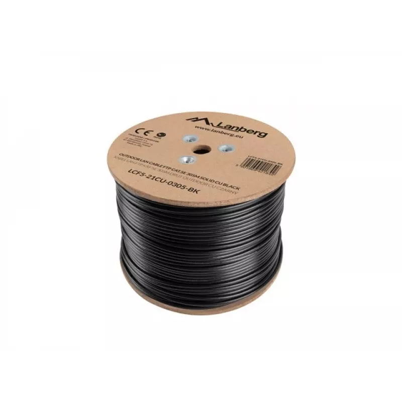 Lanberg LCF5-21CU-0305-BK cabo de instalação Cat5e F/UTP para exterior, cobre maciço, 305 m, preto