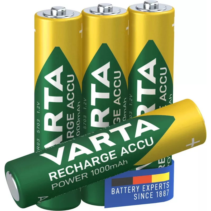 VARTA HR03 AAA pilhas recarregáveis Recharge Accu Power 1000 mAh 05703, 4 unid., verde, amarelo