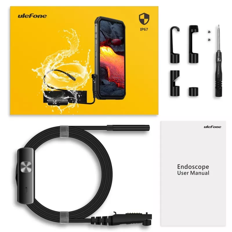 Ulefone uSmart UF-EC câmara endoscópica para smartphones, Preto