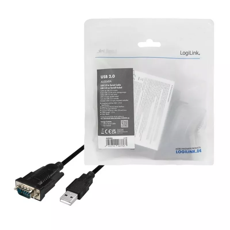 Cabo serial LogiLink AU0048A preto 1,5 m USB A DB-9