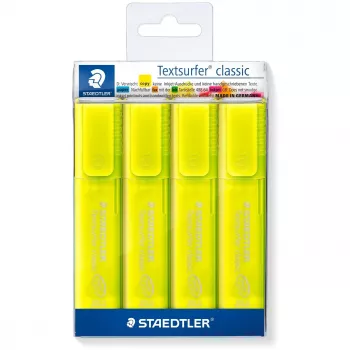 Marcador Staedtler 364-1P WP4 ponta de cinzel amarelo 4 unid.